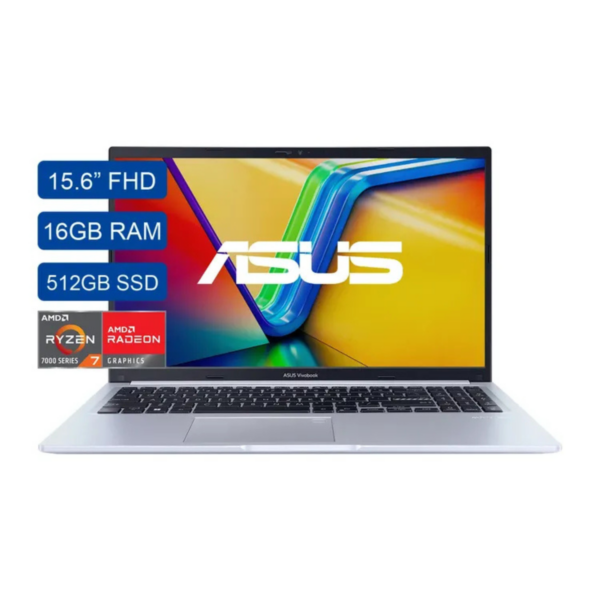 Computador Portátil ASUS Vivobook 15.6" Pulgadas M1502YA - AMD Ryzen 7 - RAM 16GB - Disco SSD 512 GB SSD - Plateado - Imagen 2