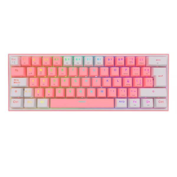 Teclado Redragon Fizz Pro K616-rgb Rosa/blanco Español Gamer Color Del Teclado Rosa Idioma Español Latinoamérica
